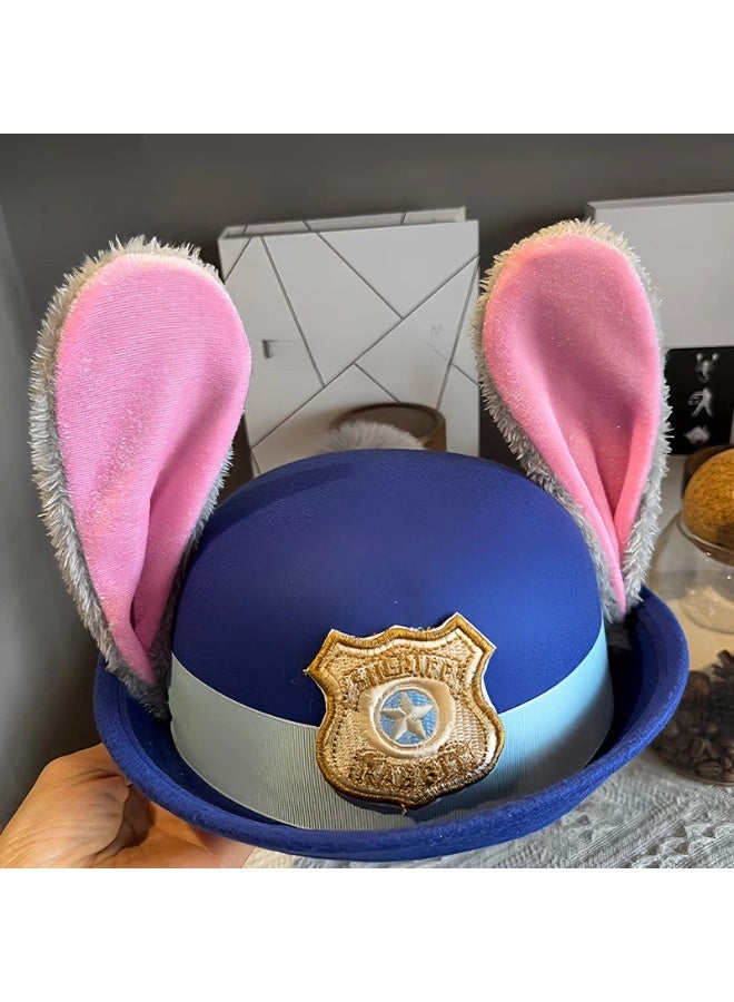 Zootopia Rabbit Officer Cosplay Hat for Adults 57cm Cute Bunny Ear Police Hat with Detailed Badge Cosplay Accessory Stylish Fashion Statement for Zootopia Fans - Image 3